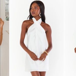 Jasmine Halter Satin Mini Dress